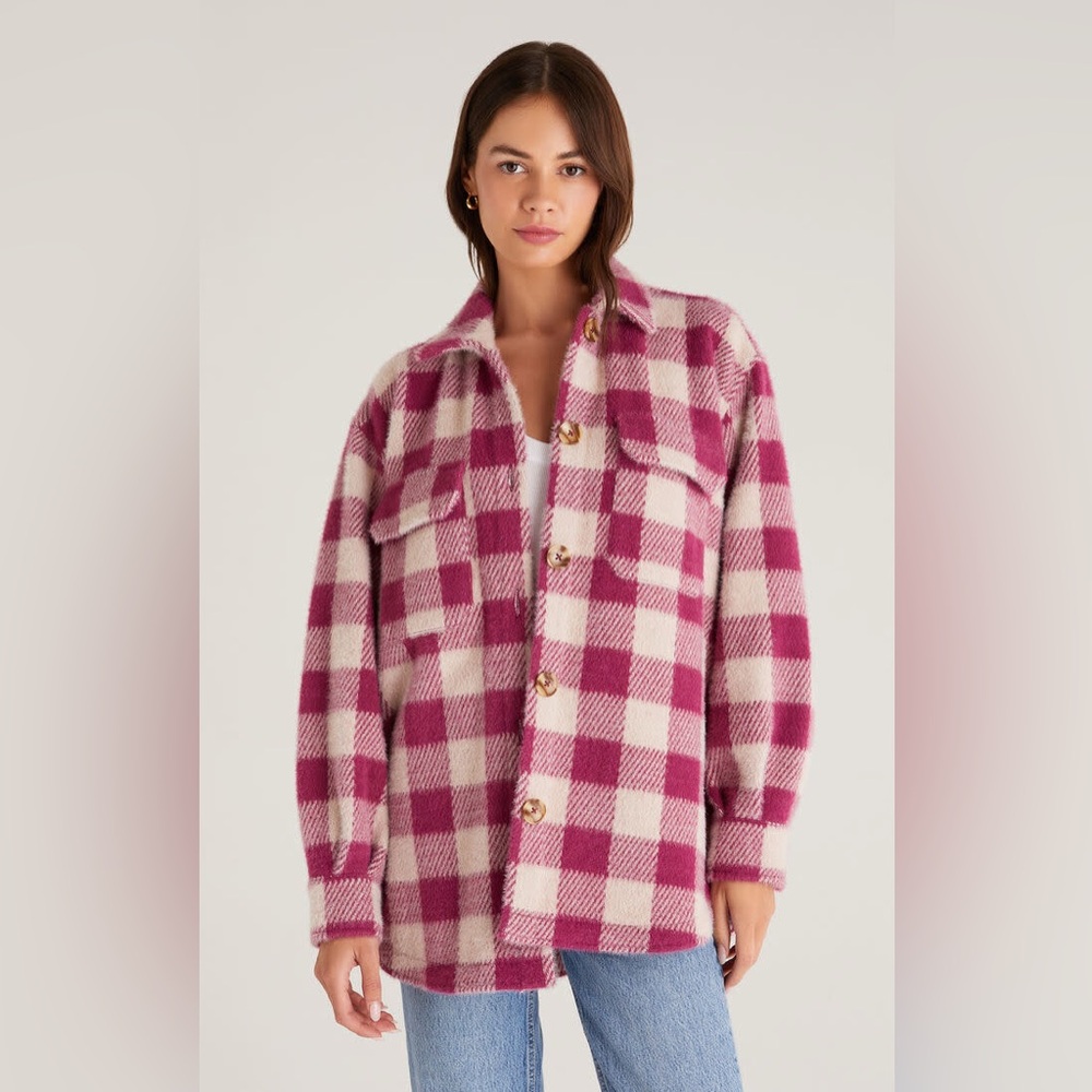 Z Supply plaid tucker jacket berry